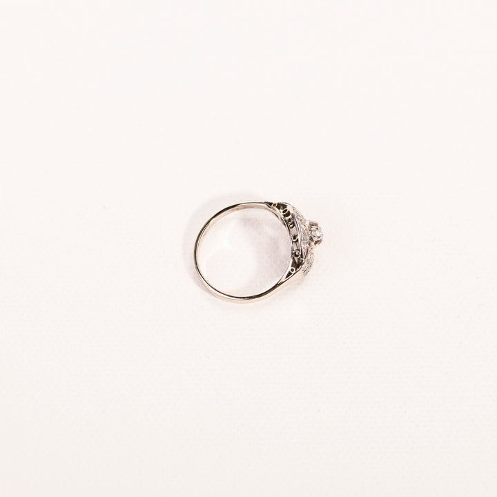 La Marquise de B-Bague octogonale Art Déco diamants or et platine-vue aérienne