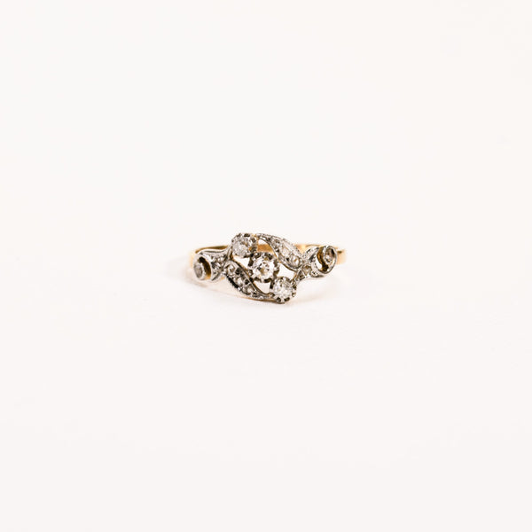 La Marquise de B-Bague trilogie diamants en or jaune et platine-vue de face