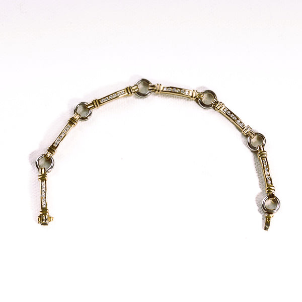 La Marquise de B-Bracelet souple à maillons pavés diamants en or deux tons-vue de face ouvert