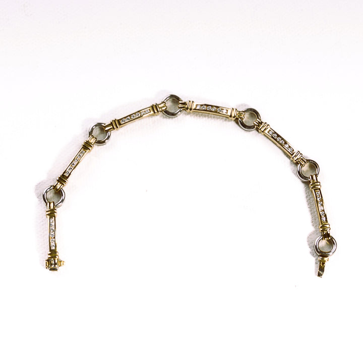 La Marquise de B-Bracelet souple à maillons pavés diamants en or deux tons-vue de face ouvert