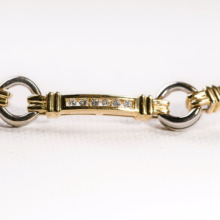 La Marquise de B-Bracelet souple à maillons pavés diamants en or deux tons-zoom maillon endiamanté