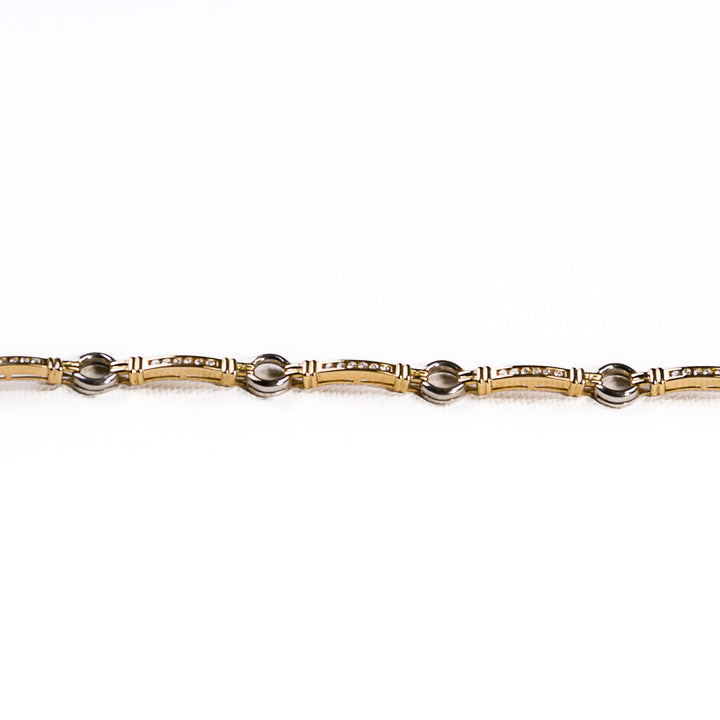 La Marquise de B-Bracelet souple à maillons pavés diamants en or deux tons-vue de face zoom