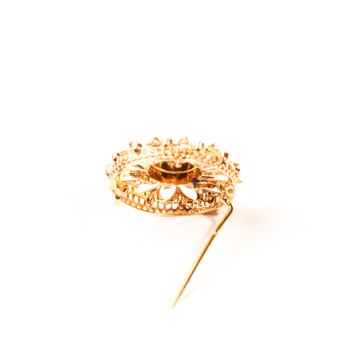 La Marquise de B-Broche ronde en rosace pavée diamants en or rose-verso