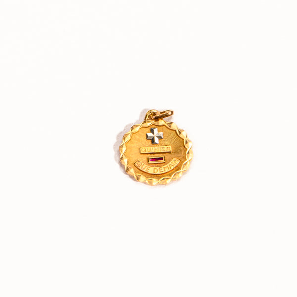 Médaille d'amour ronde AUGIS "Plus qu'hier moins que demain" or jaune
