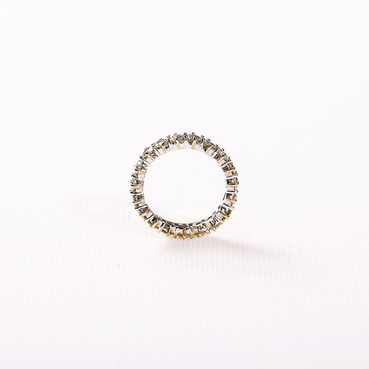 La Marquise de B-Bague alliance américaine diamants en or blanc et jaune-vue de profil zoom rondeur anneau