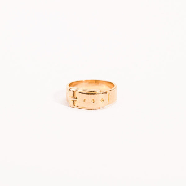 La Marquise de B-Bague jonc ceinture en or rose-vue bague de face zoom motif ceinture