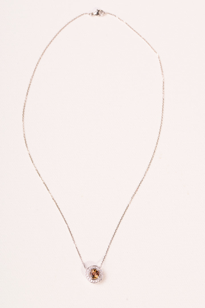 La Marquise de B-Collier chaîne et pendentif tourmaline polychrome et diamants en or blanc-vue globale du collier
