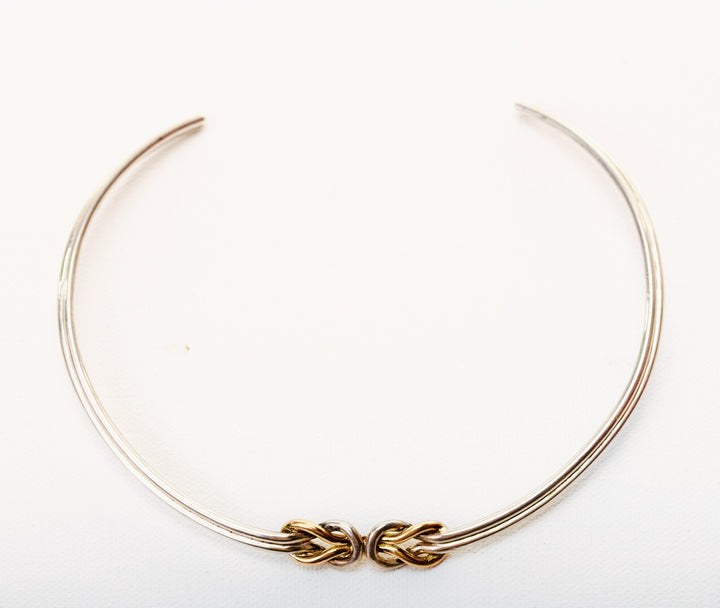 La Marquise de B-Collier torque ZOLOTAS nœud d'Herakles en argent et or jaune-vue d'ensemble du collier