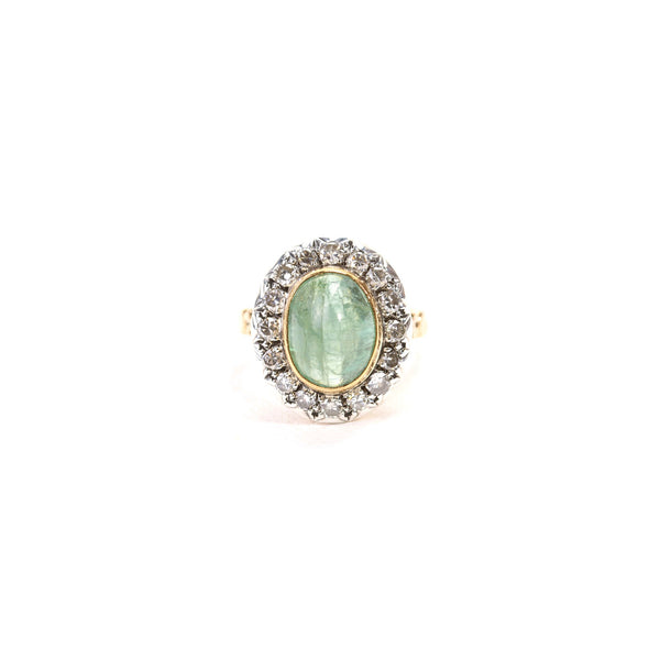 La Marquise de B-bague marguerite émeraude et diamants-vue de face